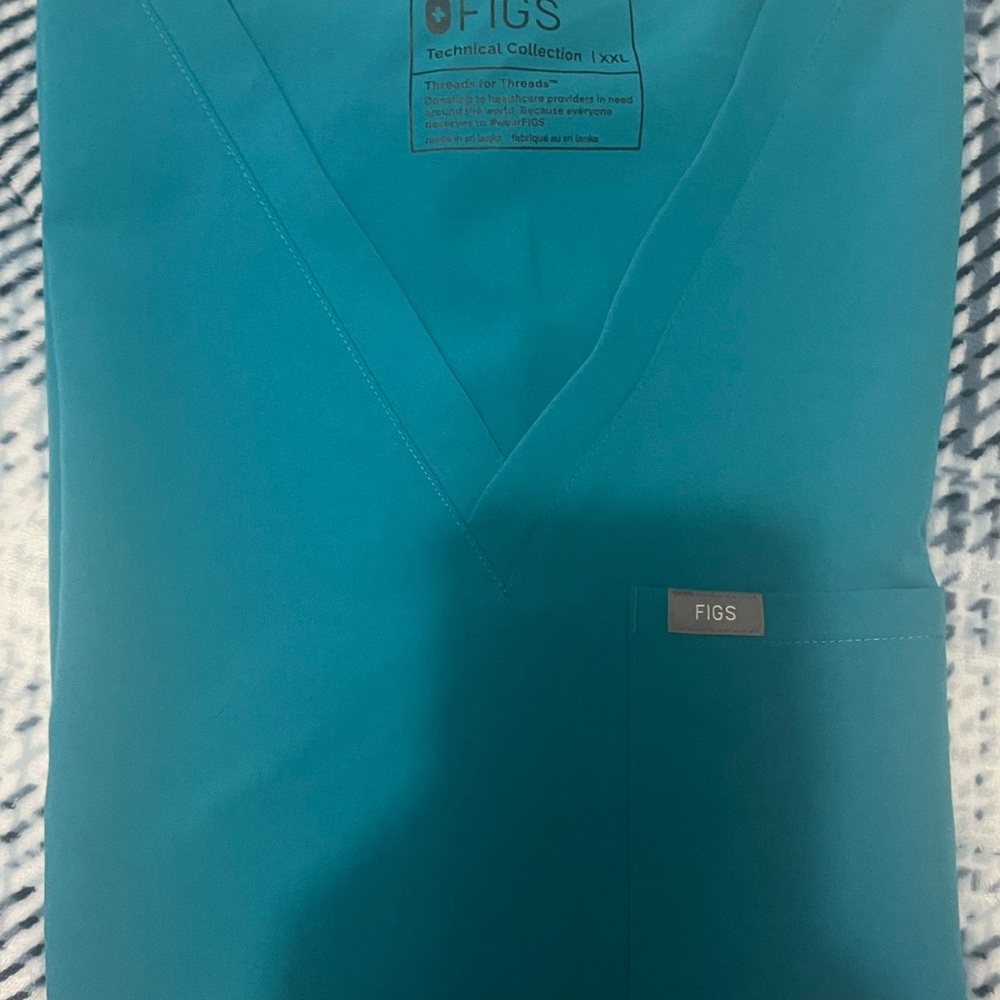 Figs Teal Scrub Top
